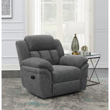 Charcoal Upholstered Glider Recliner With Cushioned Arms