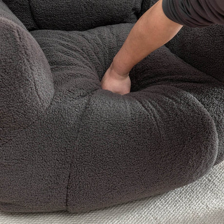 Dark Gray Teddy Foam Bean Bag Chair - Calmora - Sleep Galleria