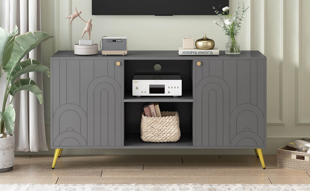 Modern Gray MDF TV Stand With Adjustable Shelf - Sleep Galleria