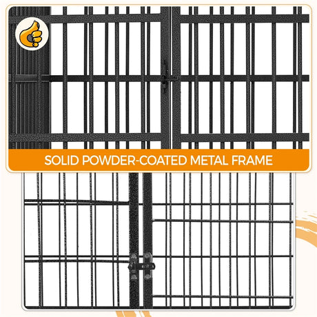 48-Inch Indestructible Rolling Dog Crate with Open-Top Design, Black