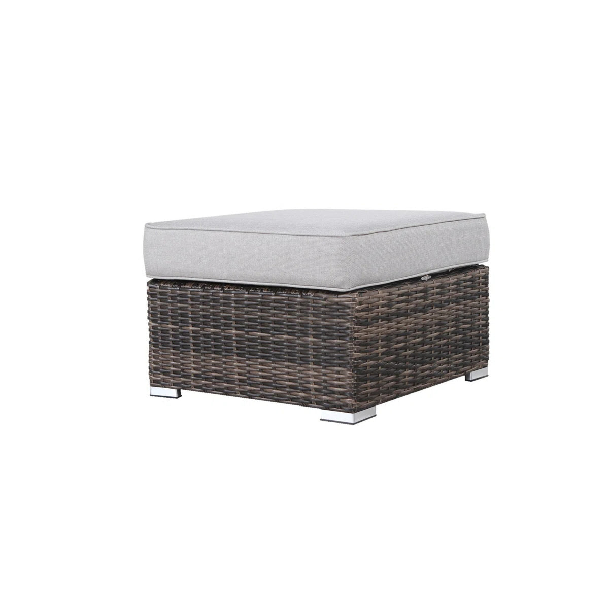 Outdoor Weather-Resistant Wicker Ottoman With Plush Cushion