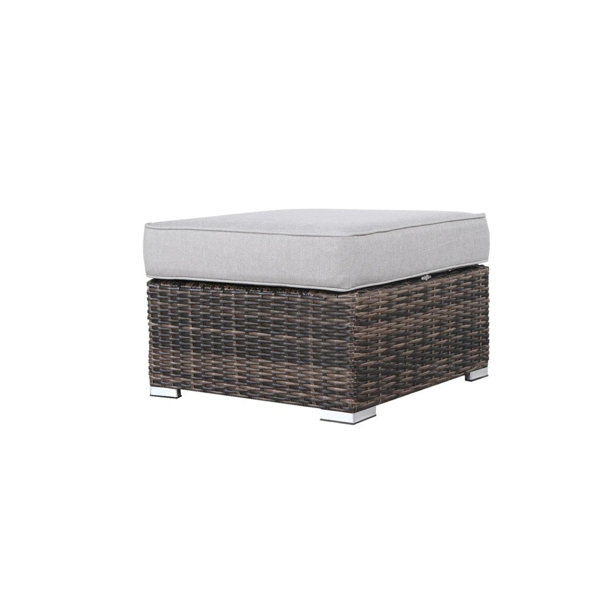 Outdoor Weather-Resistant Wicker Ottoman With Plush Cushion