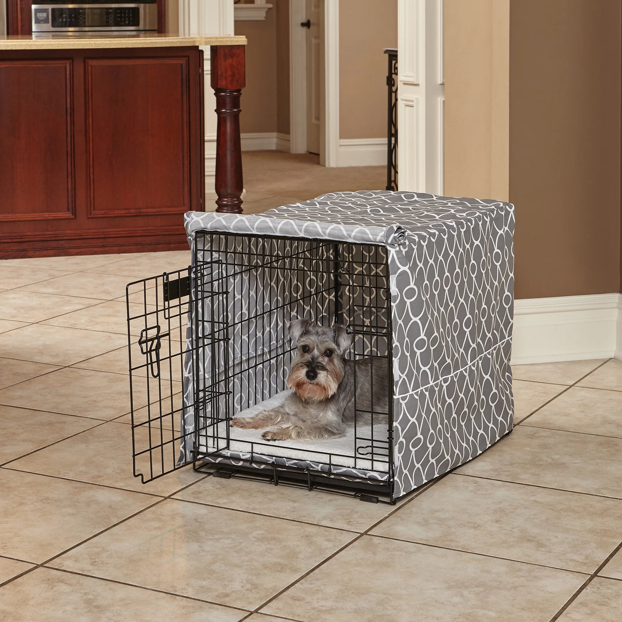 Midwest Dog Crate Cover, Privacy Dog Crate Cover Fits Midwest Dog Crates, Brown Geometric, 24In