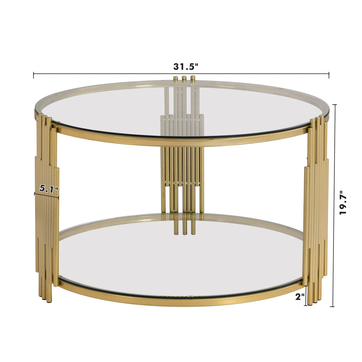 Modern Round Tempered Glass Coffee Table With Shelf - Sleep Galleria