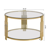 Modern Round Tempered Glass Coffee Table With Shelf - Sleep Galleria