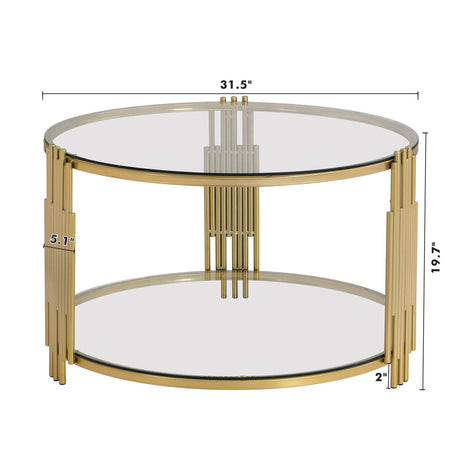 Modern Round Tempered Glass Coffee Table With Shelf - Sleep Galleria