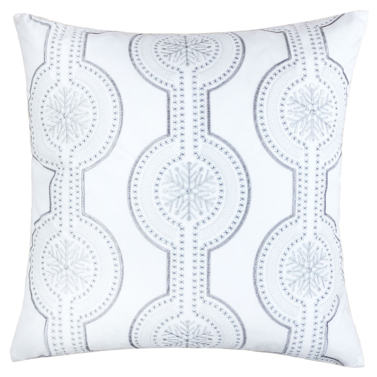 Holiday White Velvet Embroidered Decorative Throw Pillow 20x20