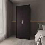 Modern Two-Door Wardrobe With Hanging Rod And Shelves