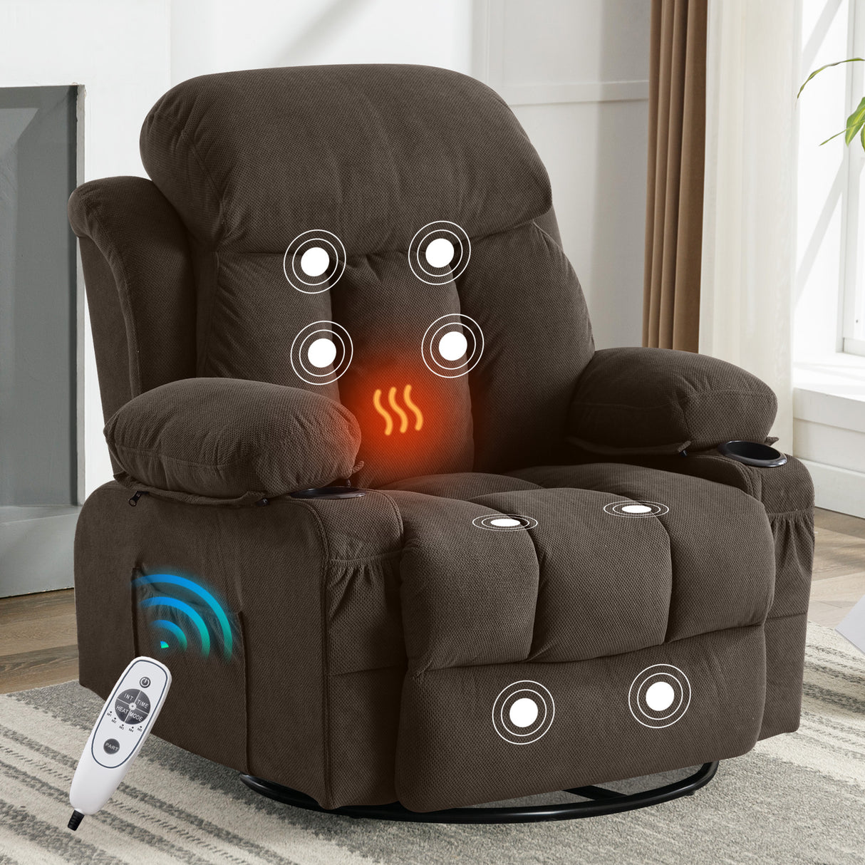 Soft Velvet Swinging Recliner Massage Chair With USB