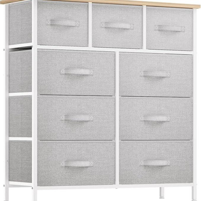 DWVO Chest of Drawer with 9 Drawers for Bedroom Fabric Dresser Storage Drawers with Handles Metal Frame for Living Room, Hallway, Nursery