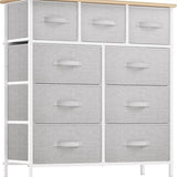 DWVO Chest of Drawer with 9 Drawers for Bedroom Fabric Dresser Storage Drawers with Handles Metal Frame for Living Room, Hallway, Nursery