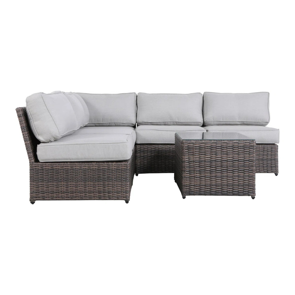 4-Person Handwoven Brown Wicker Outdoor Seating Set