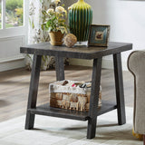 Contemporary Wood Shelf Coffee Table Set Charcoal Finish - Sleep Galleria