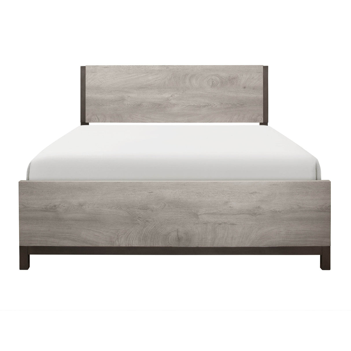 Full Size Light Gray Melamine Wooden Panel Bed Frame