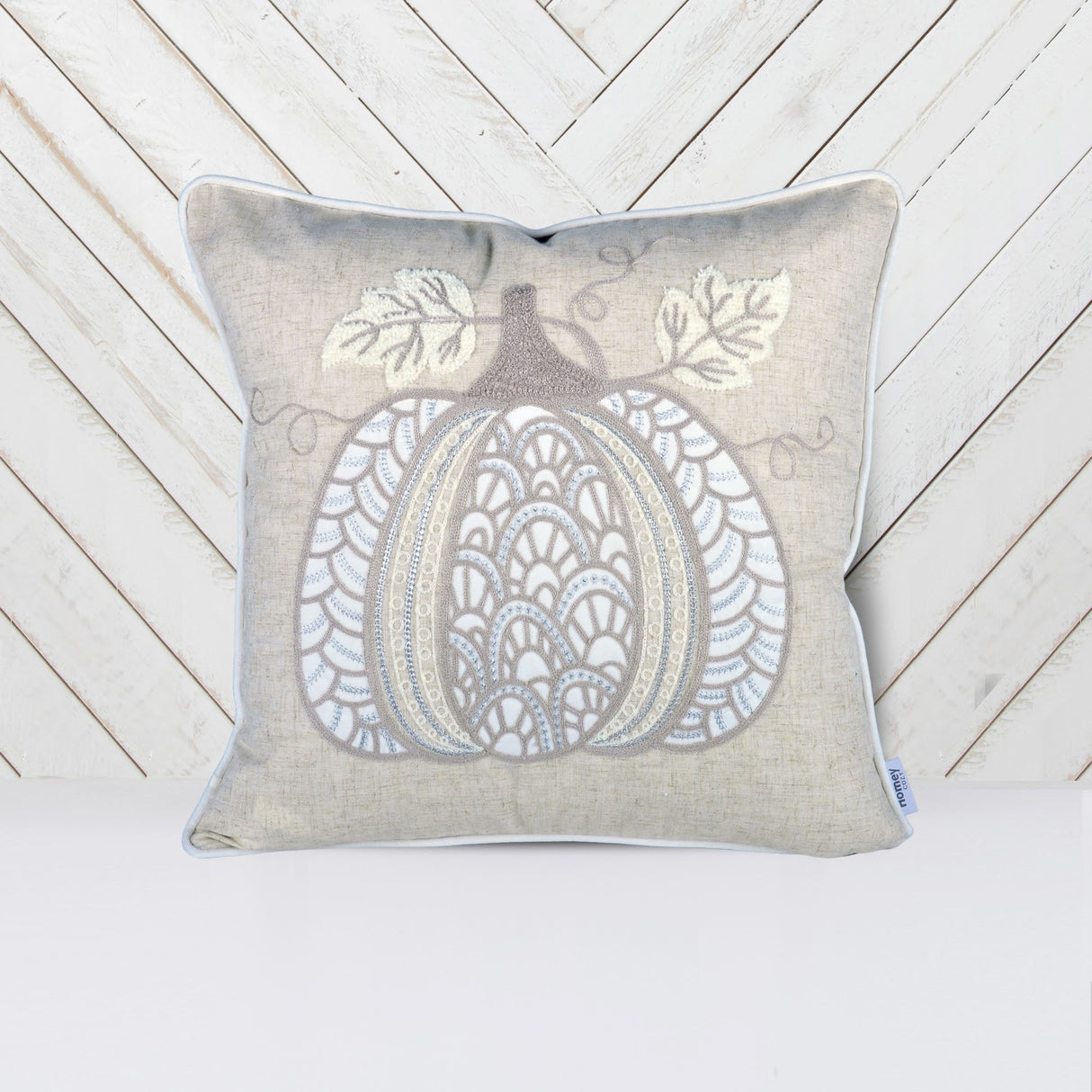 Lace Embroidered Pumpkin 20x20 Inch Throw Pillow