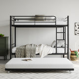 Twin Metal Bunk Bed With Trundle Ladder And Guardrail