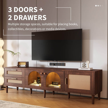 Rattan-Inspired Media Console TV Stand With Storage - Sleep Galleria