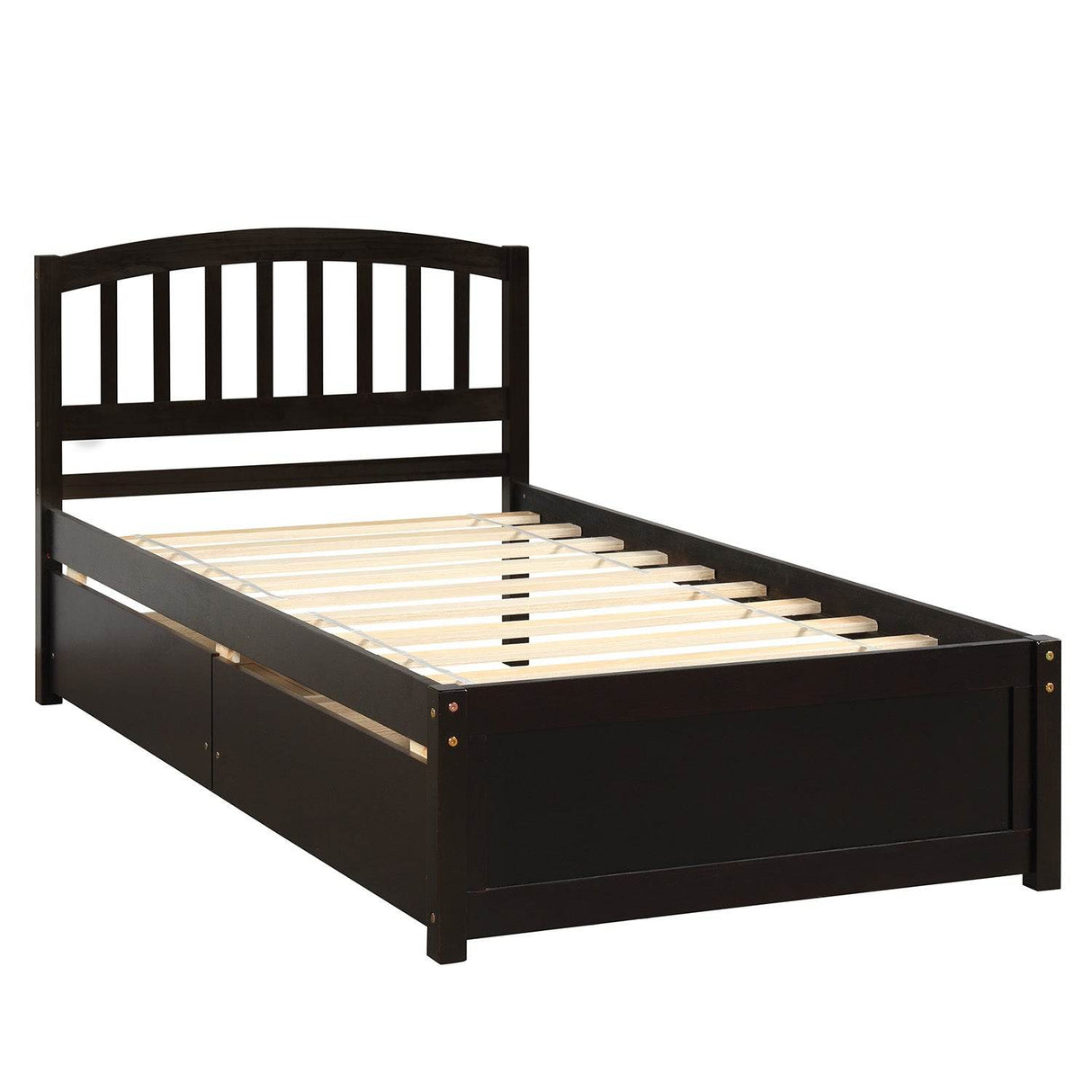 Twin Solid Wood Platform Bed Frame With Storage Drawers