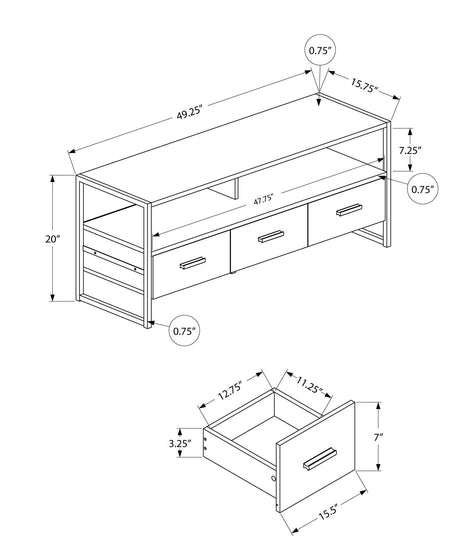 Contemporary Grey Laminate TV Stand With Storage Drawers - Sleep Galleria