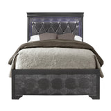Metallic Grey Full Panel Bed Frame With LED Lighting