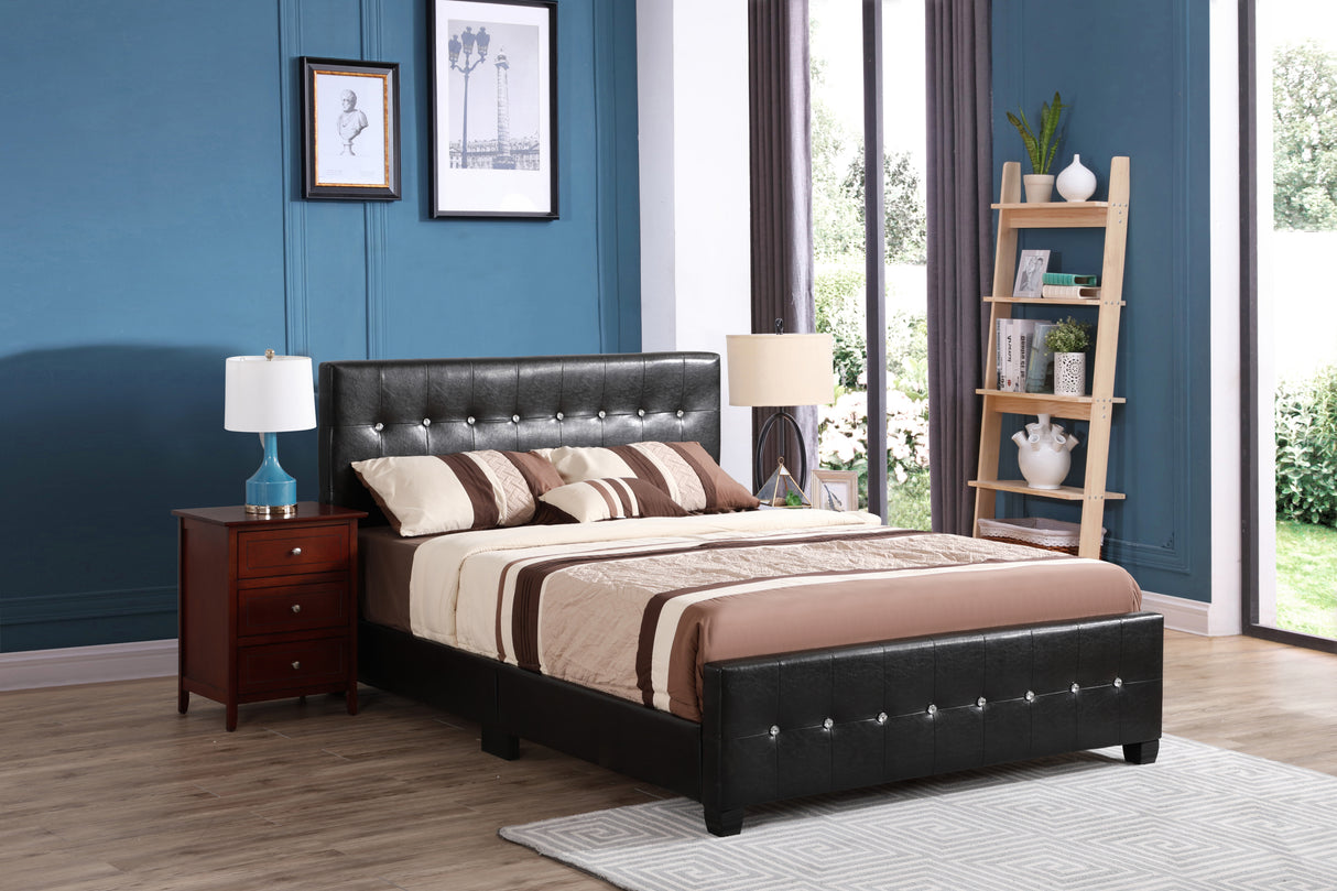 Transitional Full PU Foam Black Bed Frame