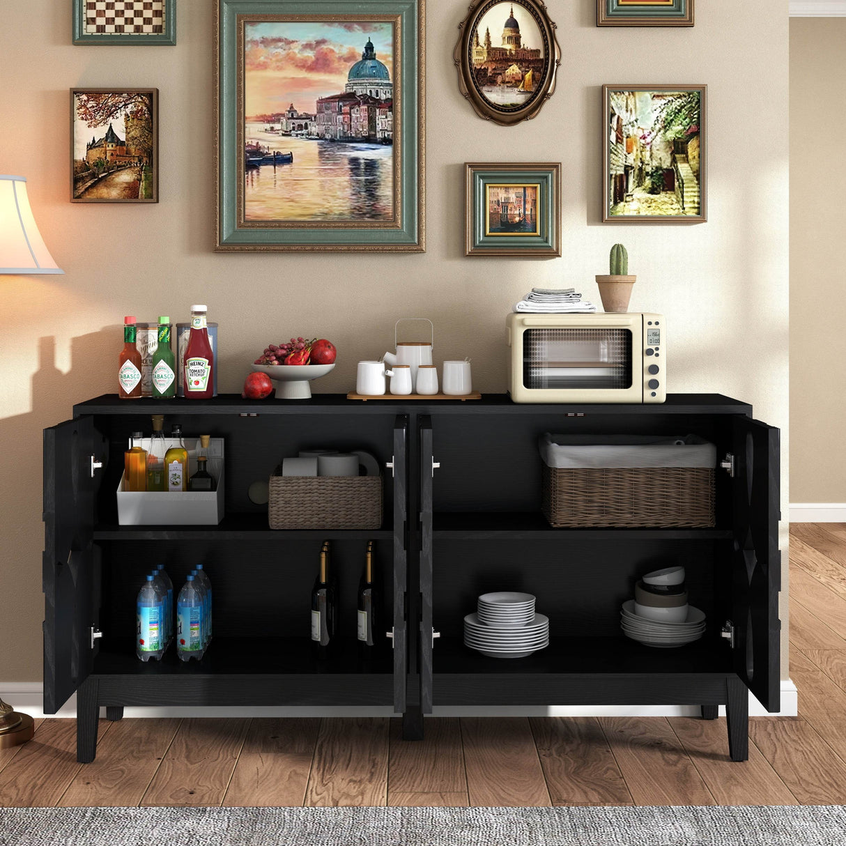 Mid Century Modern Solid Wood Storage Sideboard Cabinet - Sleep Galleria