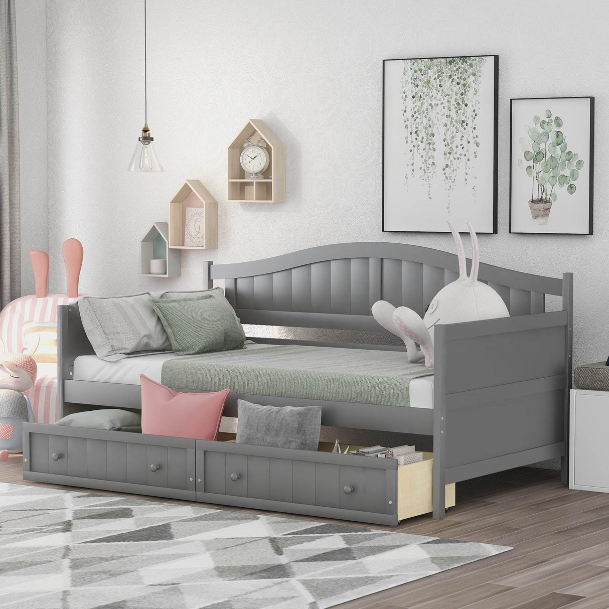 Twin Solid Wood Daybed With Storage Drawers