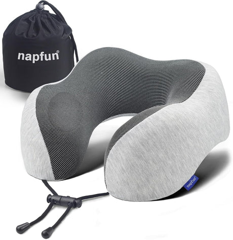 Travel Neck Pillow Memory Foam Adjustable Cooling for Airplane Comfort Support