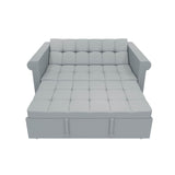 Gray Velvet Loveseat With Adjustable Backrest And Sleeper