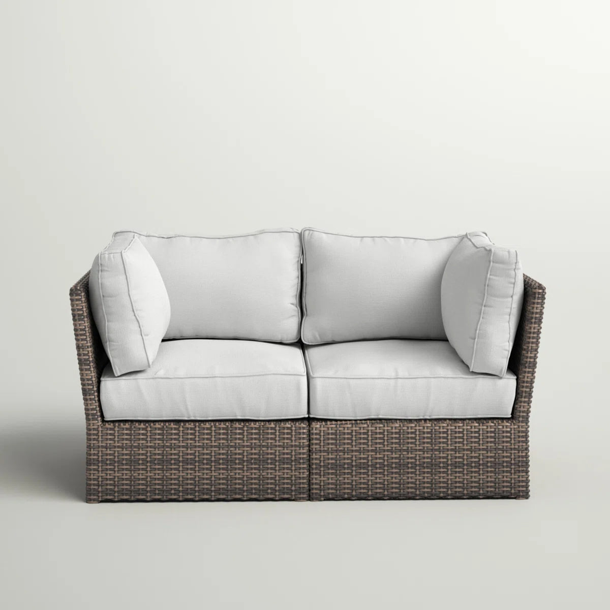 Modular Patio Wicker Loveseat With Water-Resistant Cushions