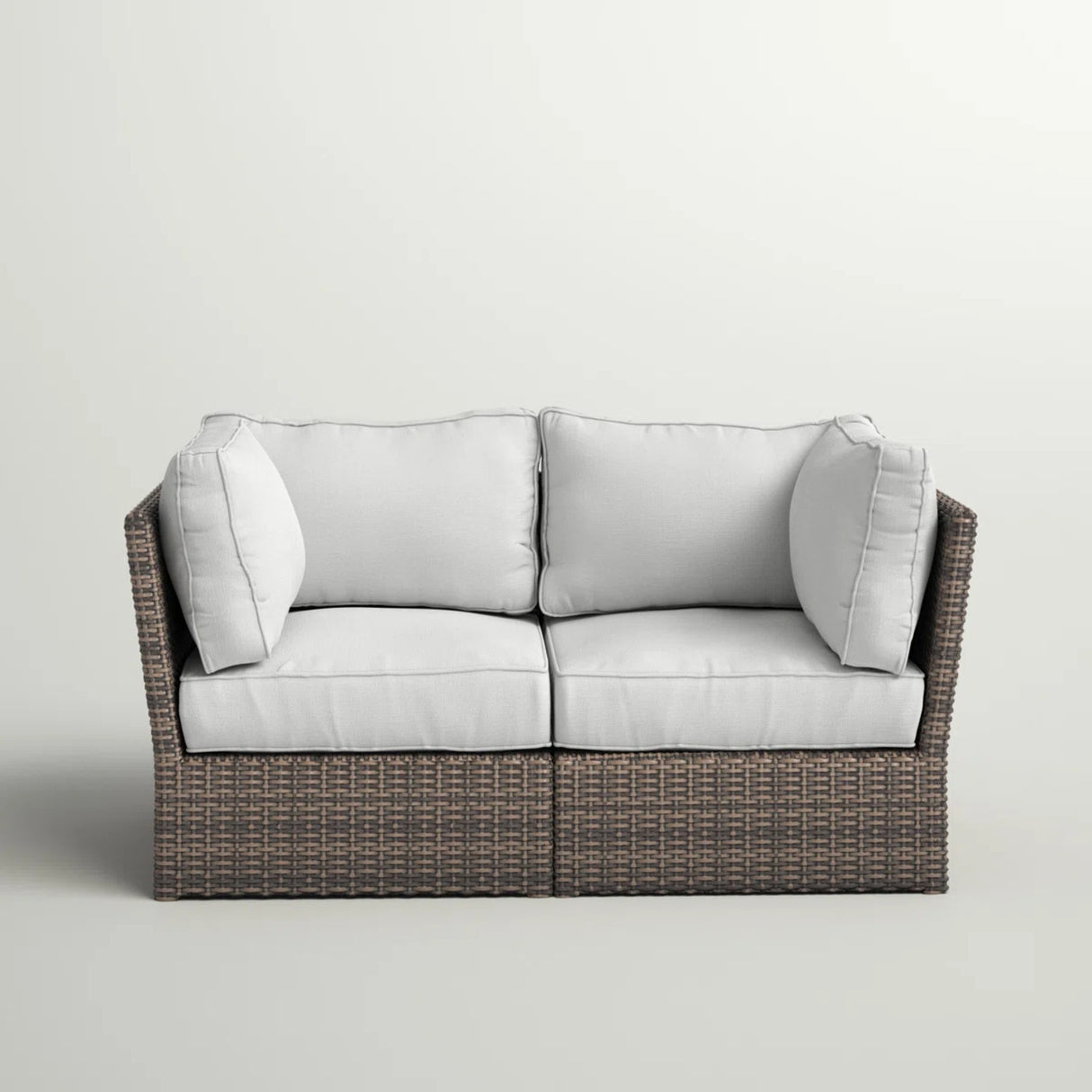 Modular Patio Wicker Loveseat With Water-Resistant Cushions
