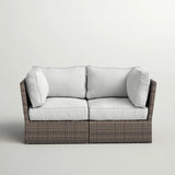 Modular Patio Wicker Loveseat With Water-Resistant Cushions