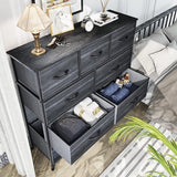 DWVO Chest of Drawer with 9 Drawers for Bedroom Fabric Dresser Storage Drawers with Handles Metal Frame for Living Room, Hallway, Nursery