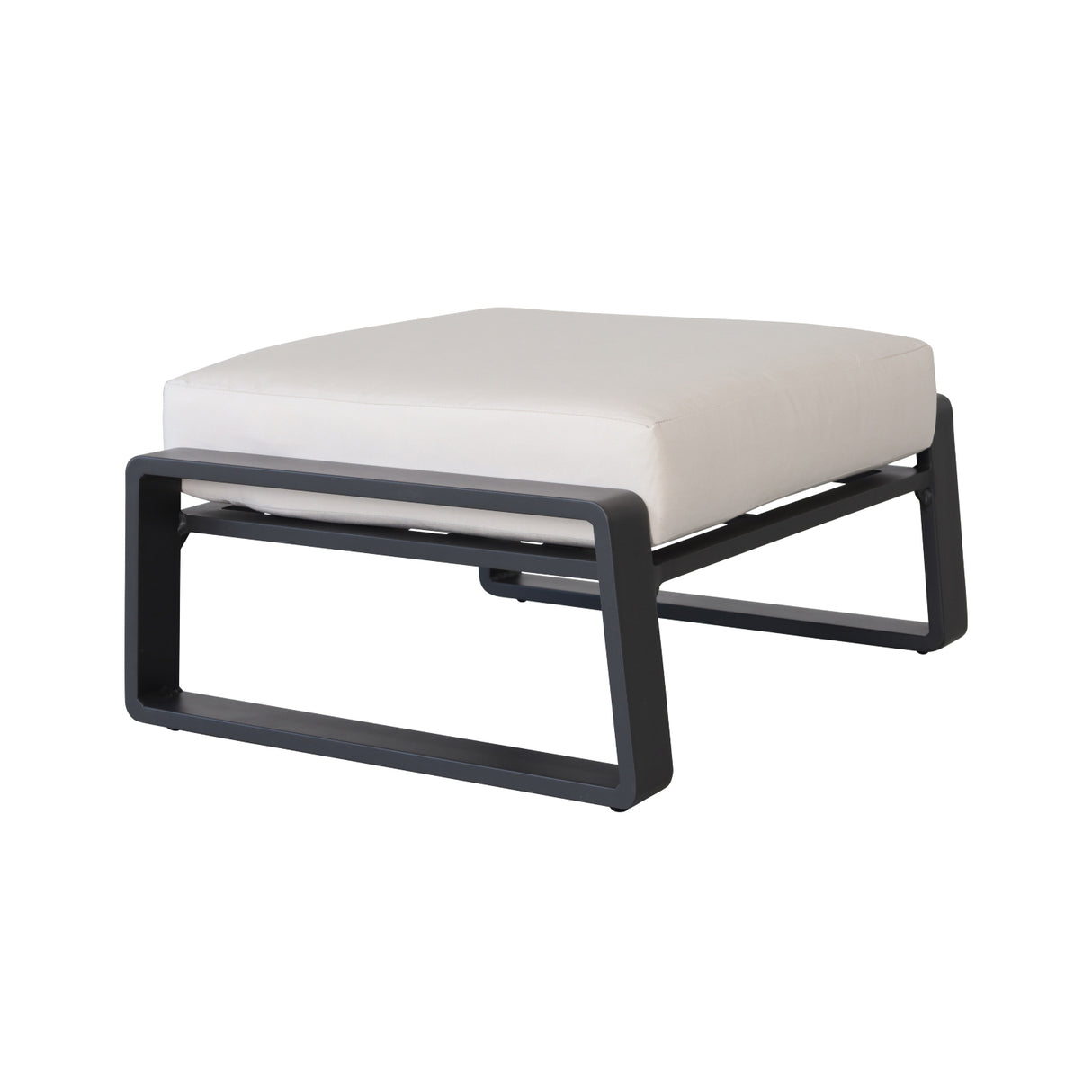 Set of 2 Aluminum Ottomans With Plush Beige Cushions