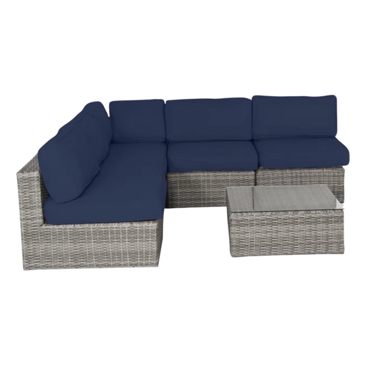 Outdoor Wicker Seating Set With Foam Cushions And Glass Table