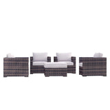 5-Piece Weather-Resistant Brown Wicker Patio Chair Set