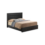 Queen Black Particle Board Storage Bed With Drawers