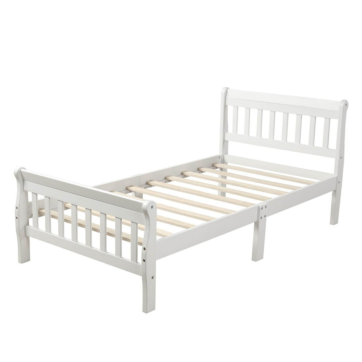 Twin Solid Wood Minimalist Platform Bed Frame With Headboard