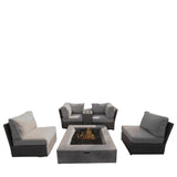 Modern Wicker Patio Sectional Seating Group With Fire Pit