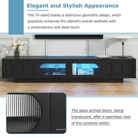 Smart LED Bluetooth Black Particle Board TV Stand - Sleep Galleria