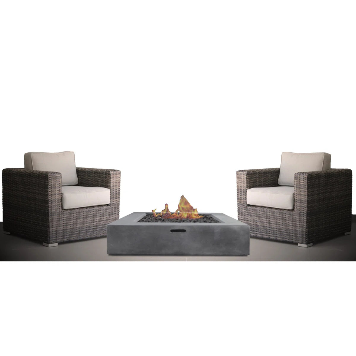 3-Piece Patio Rattan Furniture Set With Fire Pit