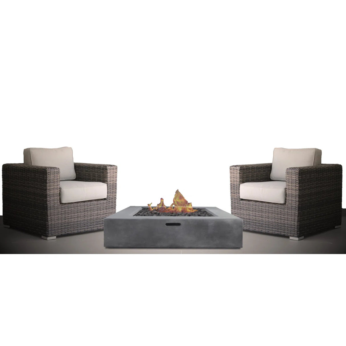 3-Piece Patio Rattan Furniture Set With Fire Pit