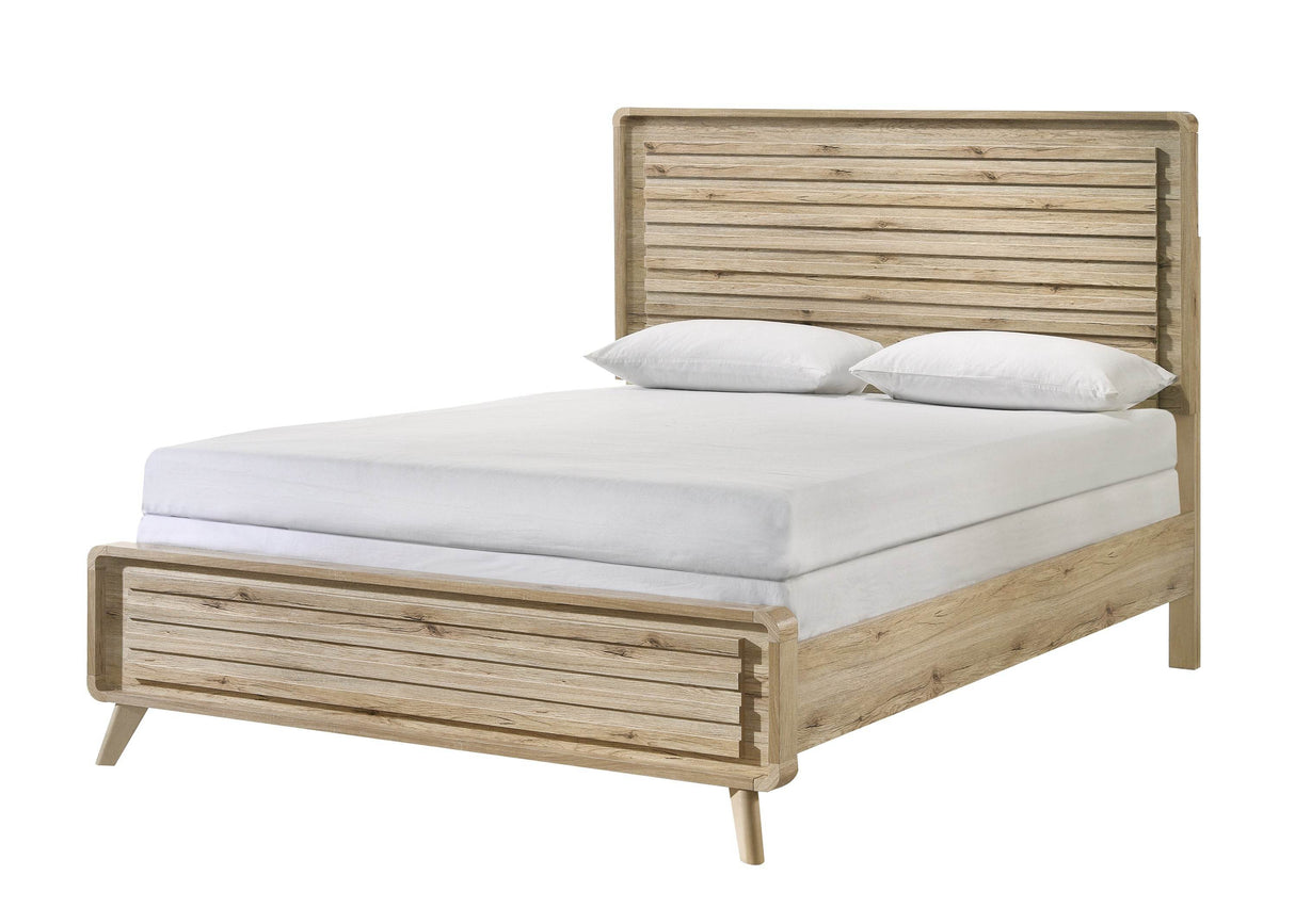 Mid-Century Modern King Size Wood Panel Bed Frame