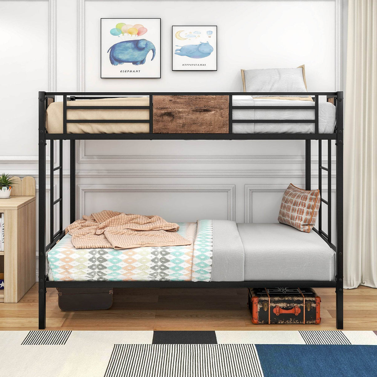 Twin Over Twin Heavy Duty Metal Bunk Bed Frame