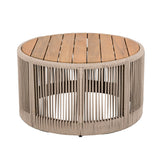 Rustic Acacia Wood Iron Rope Outdoor Coffee Table - Sleep Galleria