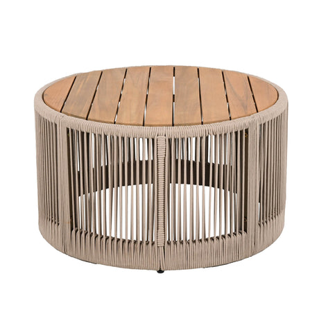 Rustic Acacia Wood Iron Rope Outdoor Coffee Table - Sleep Galleria