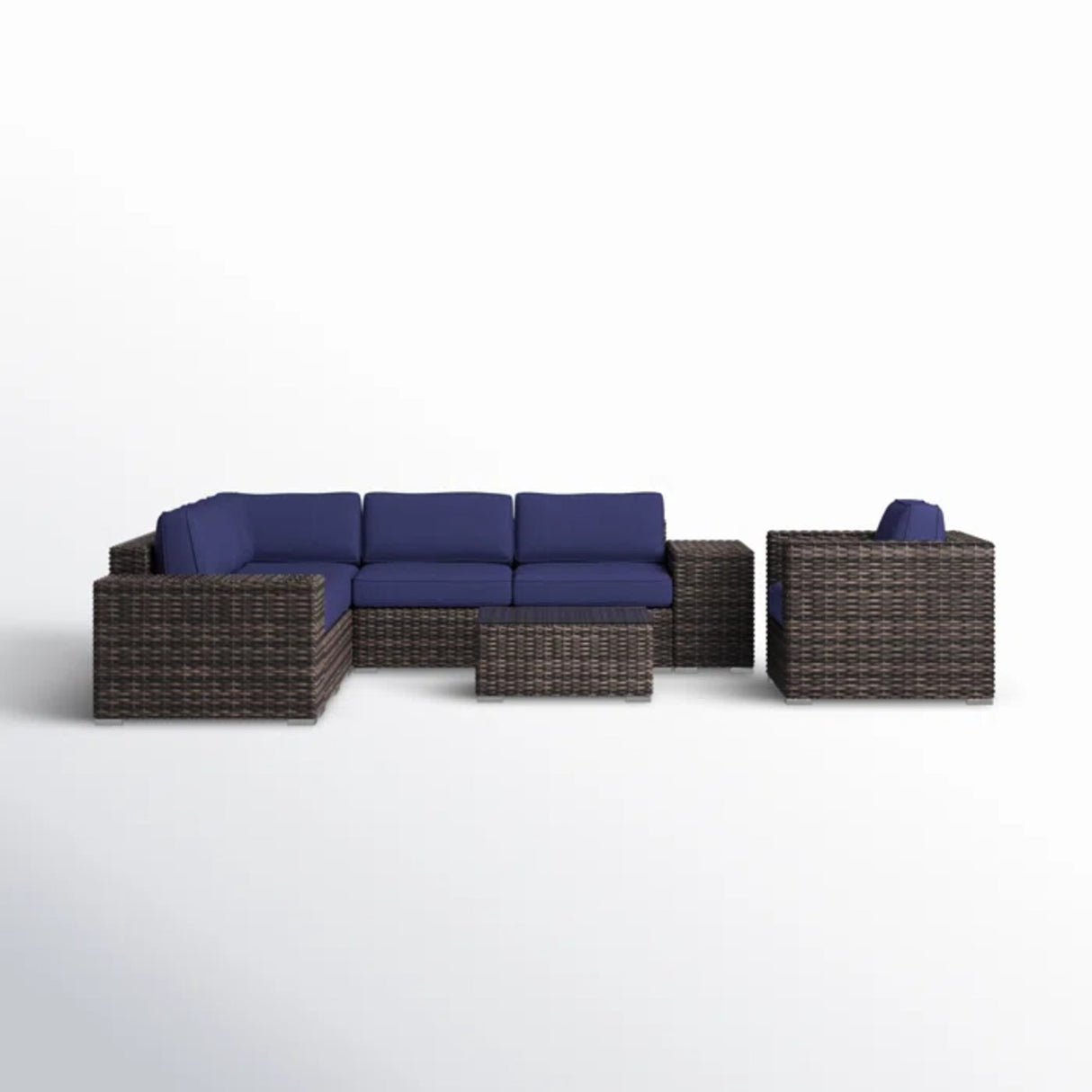 5-Person Outdoor Sectional Sofa Set With Wicker Frame