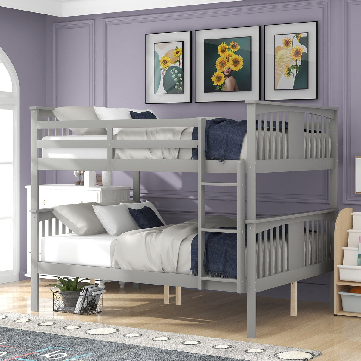 Full Over Full Solid Wood Bunk Bed Frame