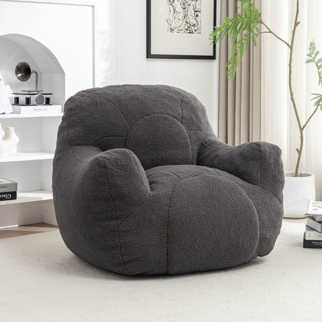 Dark Gray Teddy Foam Bean Bag Chair - Calmora - Sleep Galleria