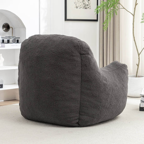 Dark Gray Teddy Foam Bean Bag Chair - Calmora - Sleep Galleria